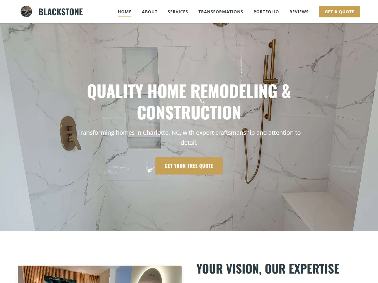 Screenshot of BlackStone Construction website.
