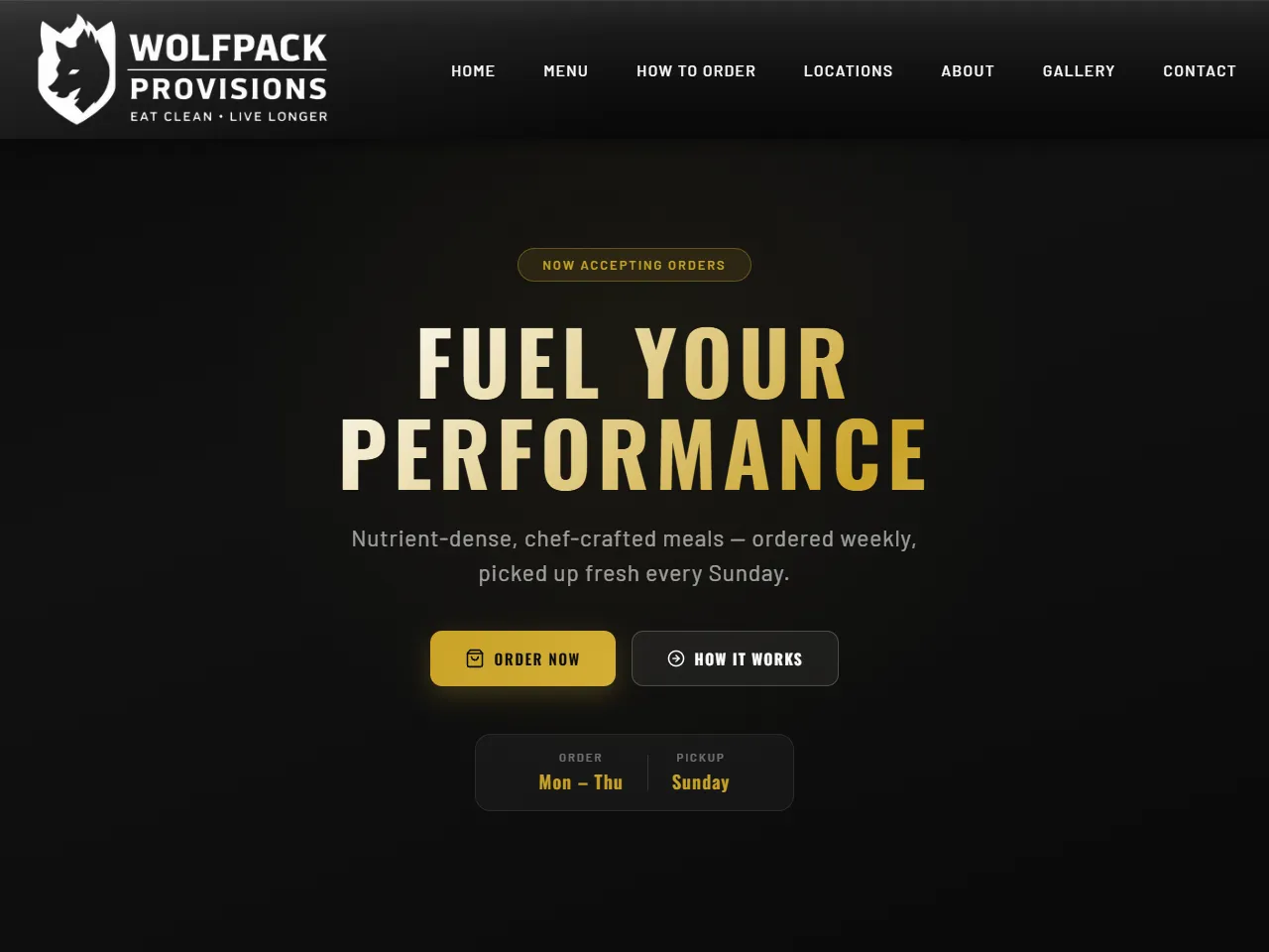 Screenshot of the Wolfpack Provision website.